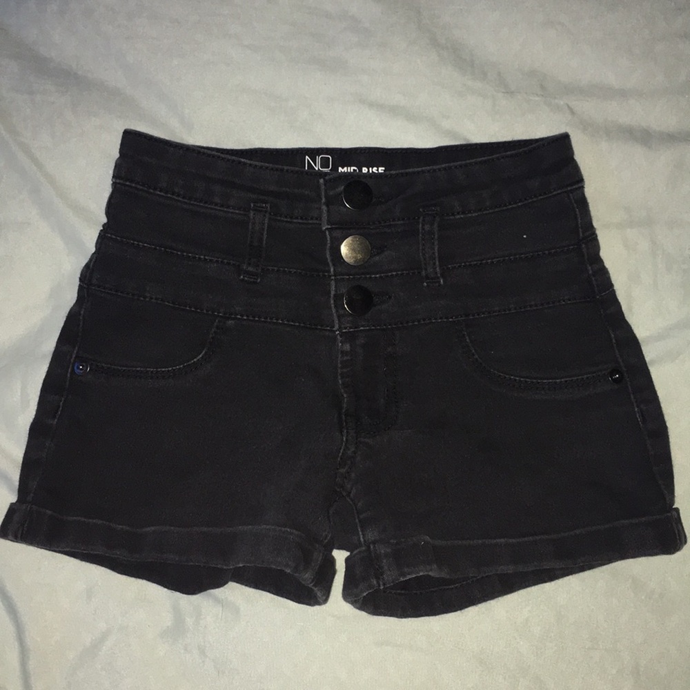 black jean shorts